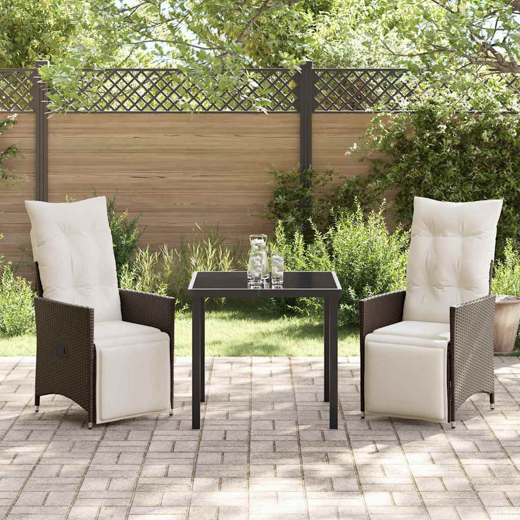 Set da Pranzo per Giardino 3 pcs Marrone Poly Rattan - homemem39