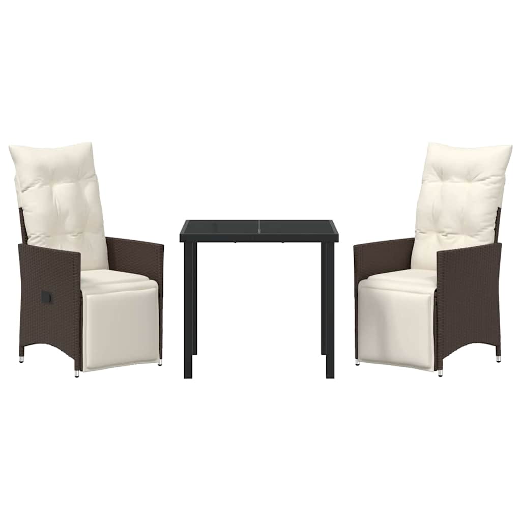 Set da Pranzo per Giardino 3 pcs Marrone Poly Rattan - homemem39