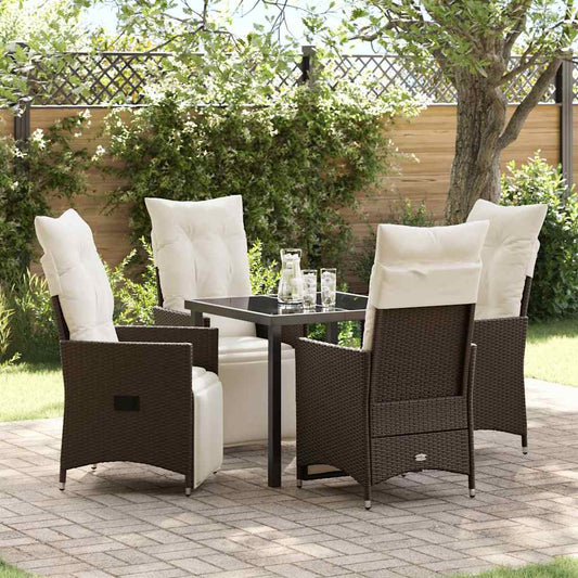 Set da Pranzo per Giardino 5 pcs Marrone Poly Rattan - homemem39