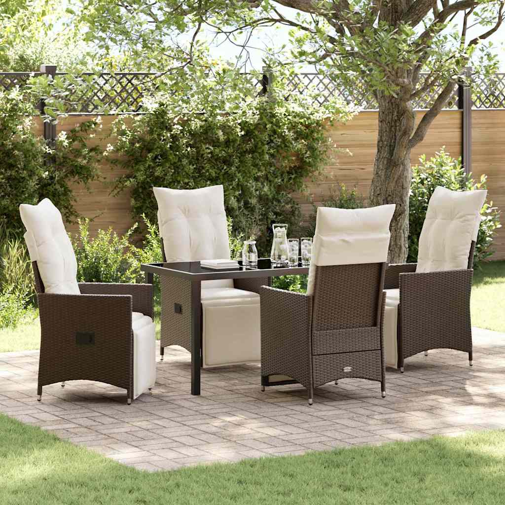Set da Pranzo per Giardino 5 pcs Marrone Poly Rattan - homemem39