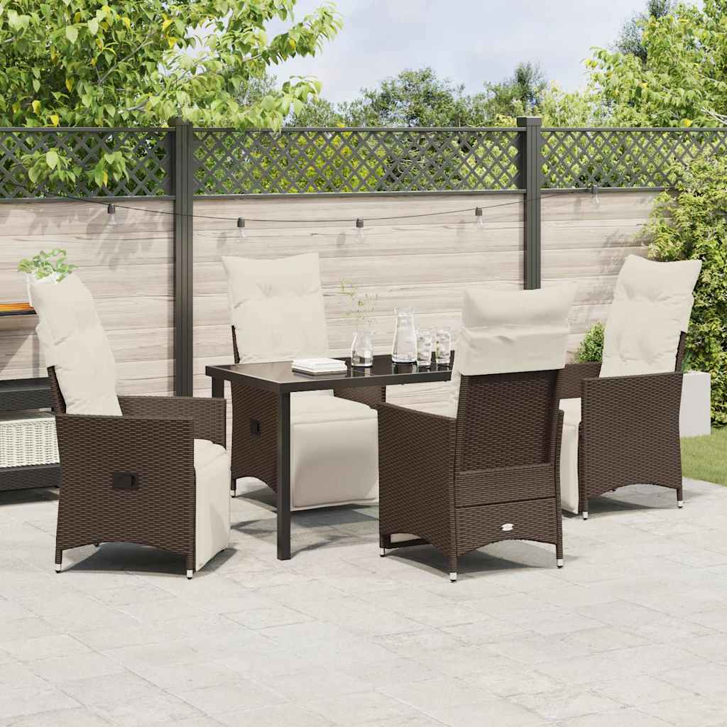 Set da Pranzo per Giardino 5 pcs Marrone Poly Rattan - homemem39
