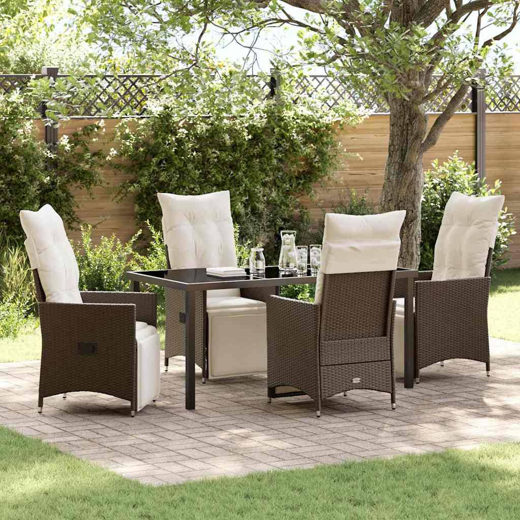 Set da Pranzo per Giardino 5 pcs Marrone Poly Rattan - homemem39