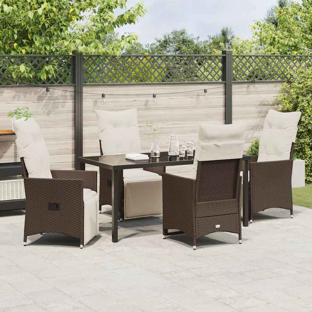 Set da Pranzo per Giardino 5 pcs Marrone Poly Rattan - homemem39