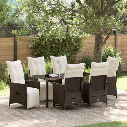 Set da Pranzo per Giardino 7 pcs Marrone Poly Rattan - homemem39