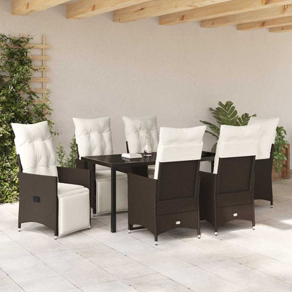 Set da Pranzo per Giardino 7 pcs Marrone Poly Rattan - homemem39