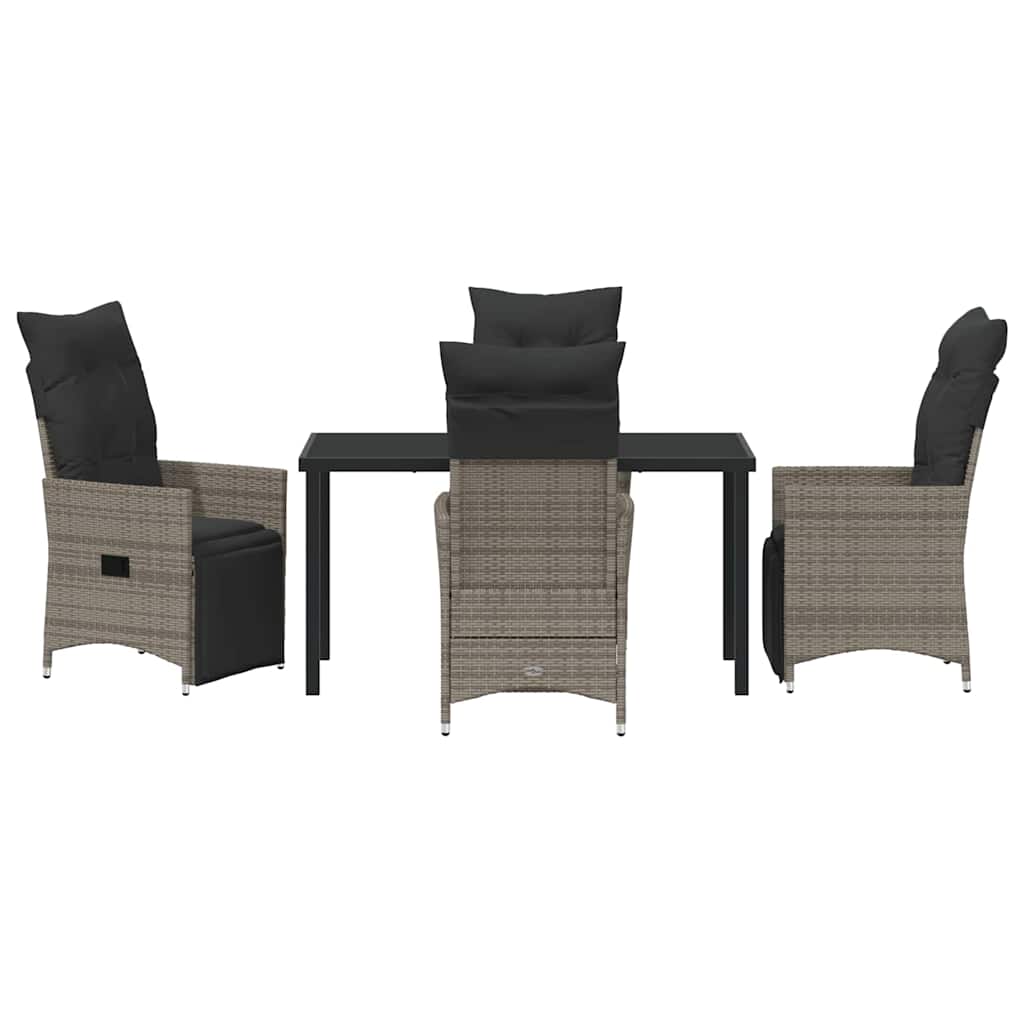 Set da Pranzo per Giardino con cuscino 5 pcs Grigio Poly Rattan - homemem39