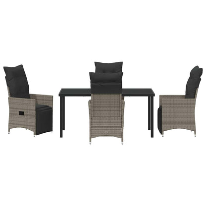 Set da Pranzo per Giardino con cuscino 5 pcs Grigio Poly Rattan - homemem39