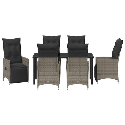 Set da Pranzo per Giardino con cuscino 7 pcs Grigio Poly Rattan - homemem39
