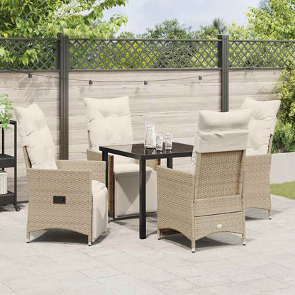Set da Pranzo per Giardino con cuscino 5 pcs Beige Poly Rattan - homemem39