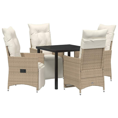 Set da Pranzo per Giardino con cuscino 5 pcs Beige Poly Rattan - homemem39