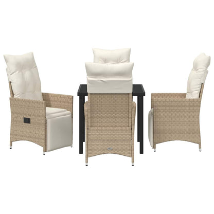 Set da Pranzo per Giardino con cuscino 5 pcs Beige Poly Rattan - homemem39