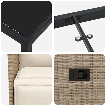 Set da Pranzo per Giardino con cuscino 5 pcs Beige Poly Rattan - homemem39