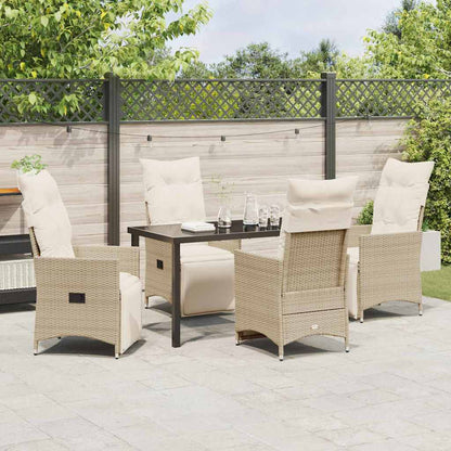 Set da Pranzo per Giardino con cuscino 5 pcs Beige Poly Rattan - homemem39