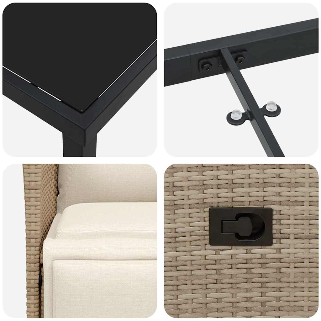 Set da Pranzo per Giardino con cuscino 7 pcs Beige Poly Rattan - homemem39