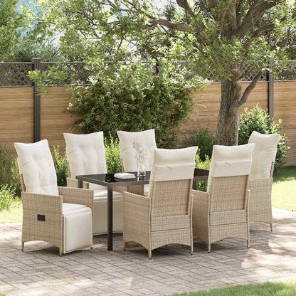 Set da Pranzo per Giardino con cuscino 7 pcs Beige Poly Rattan - homemem39