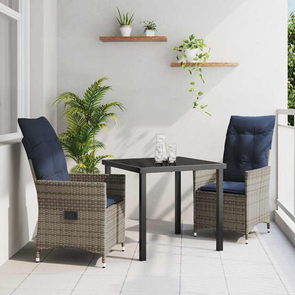 Set da Pranzo per Giardino 3 pcs Grigio polyrattan - homemem39