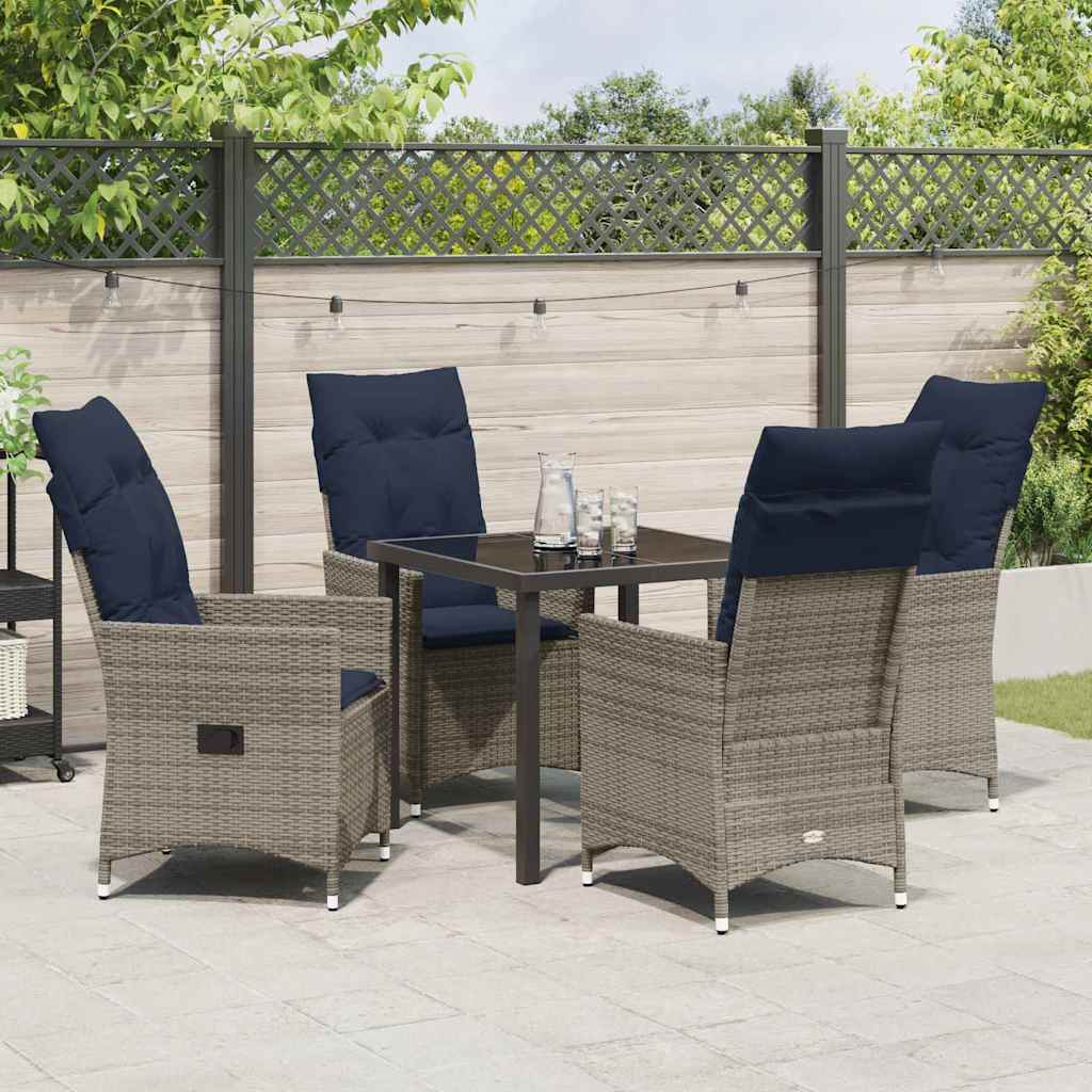 Set da Pranzo per Giardino 5 pcs Grigio polyrattan - homemem39