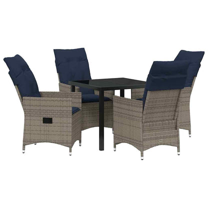 Set da Pranzo per Giardino 5 pcs Grigio polyrattan - homemem39