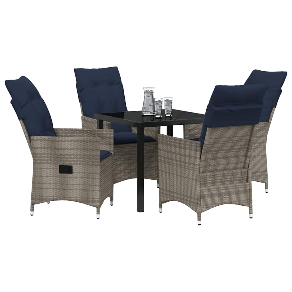Set da Pranzo per Giardino 5 pcs Grigio polyrattan - homemem39