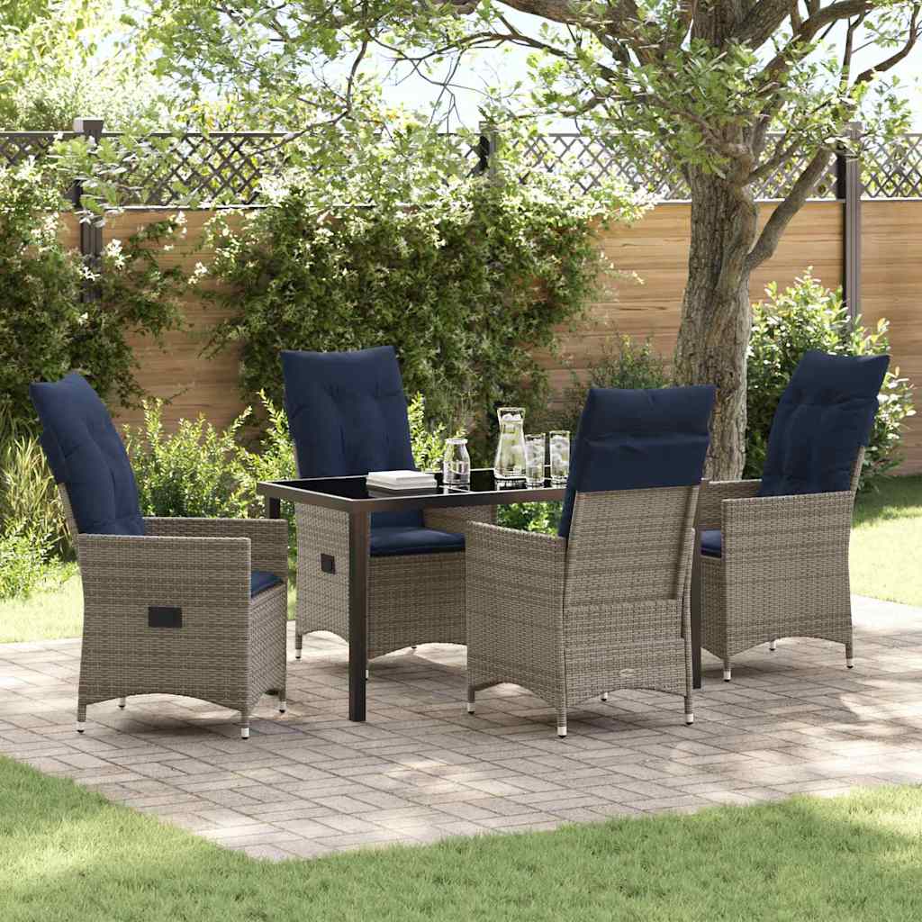 Set da Pranzo per Giardino 5 pcs Grigio polyrattan - homemem39