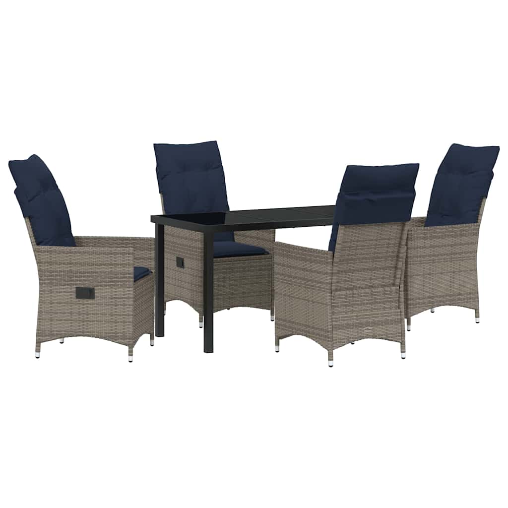 Set da Pranzo per Giardino 5 pcs Grigio polyrattan - homemem39