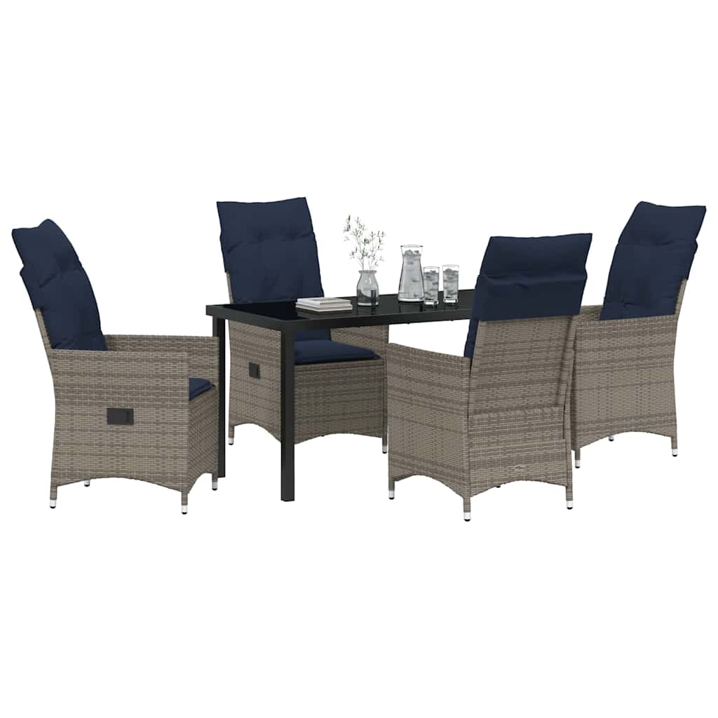 Set da Pranzo per Giardino 5 pcs Grigio polyrattan - homemem39