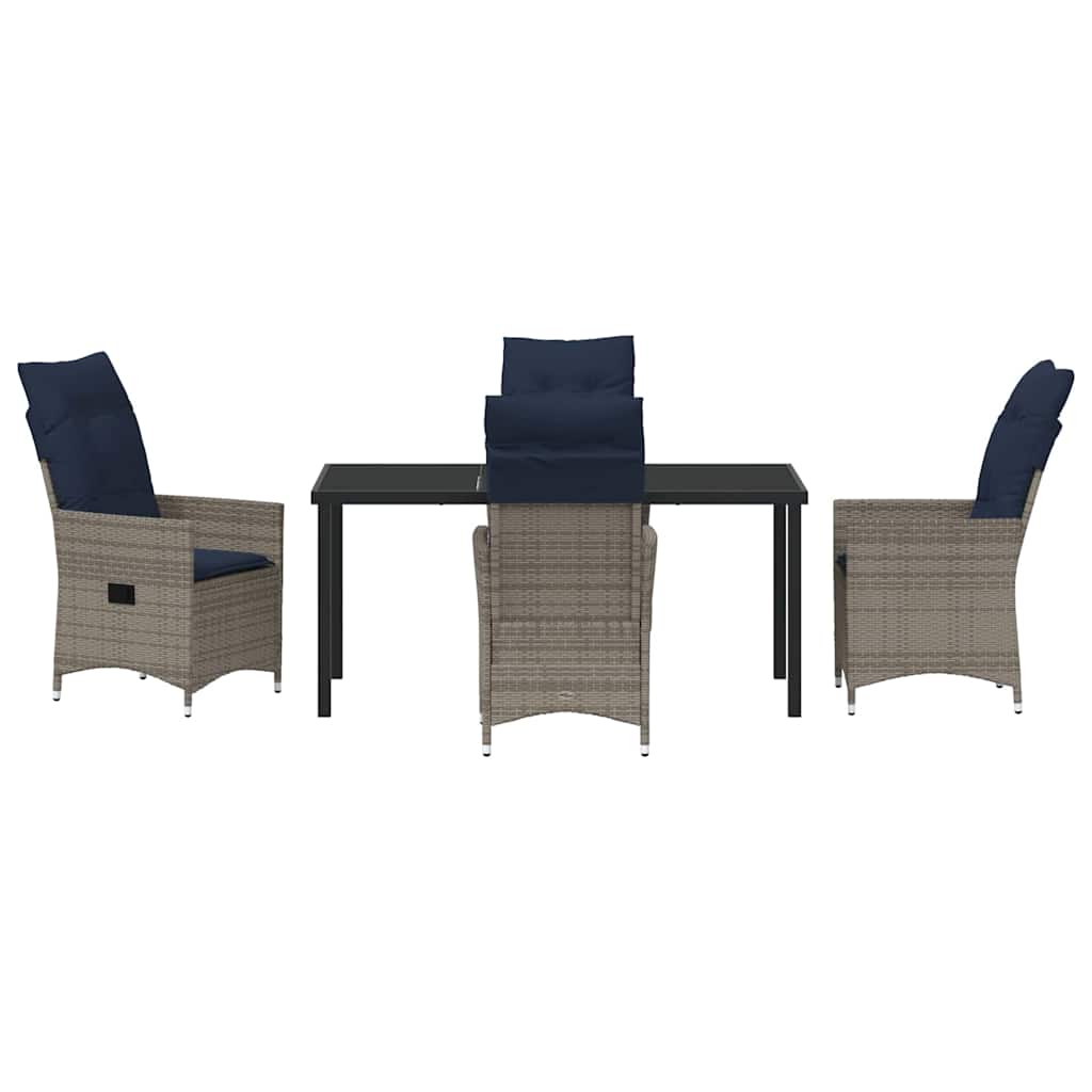 Set da Pranzo per Giardino 5 pcs Grigio polyrattan - homemem39