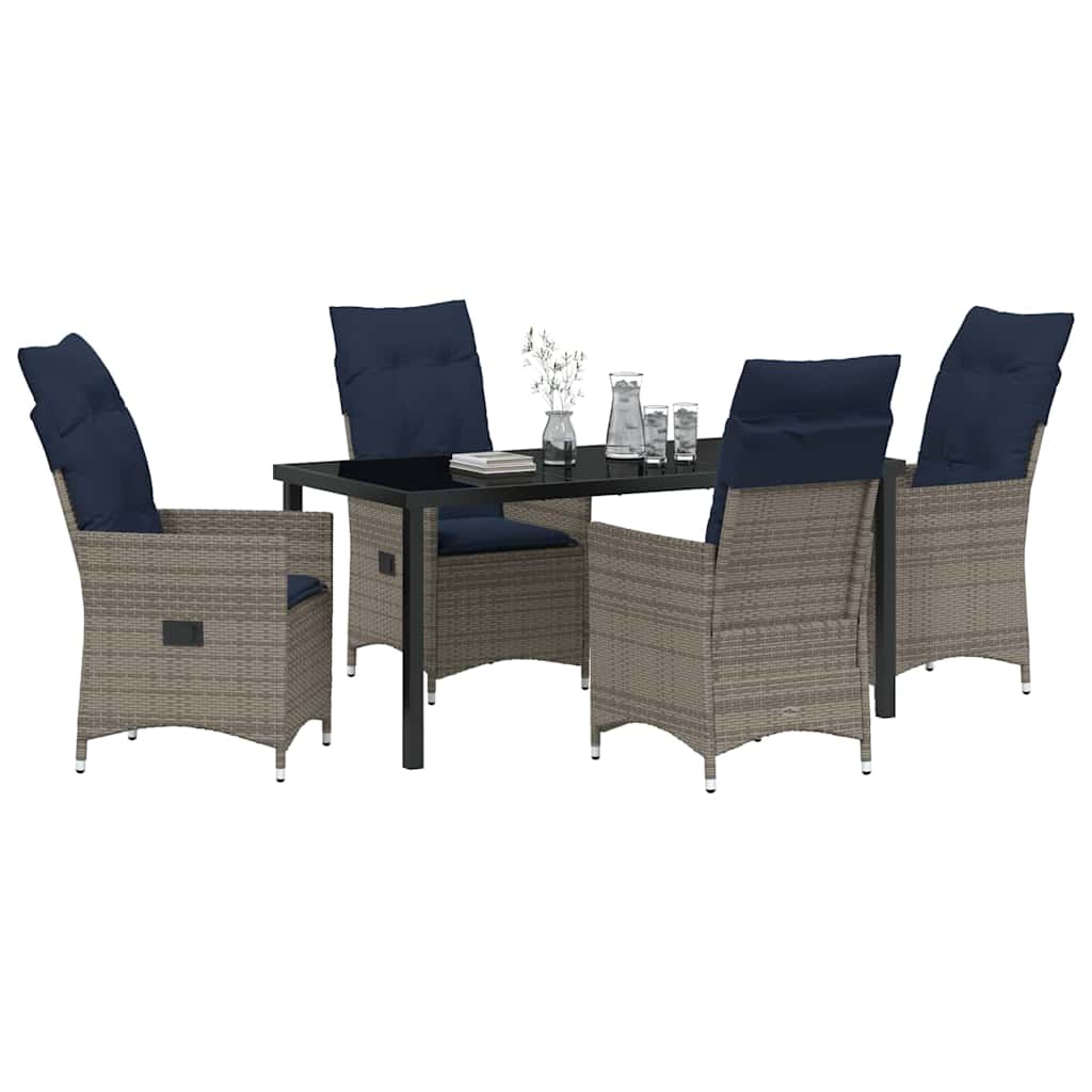 Set da Pranzo per Giardino 5 pcs Grigio polyrattan - homemem39