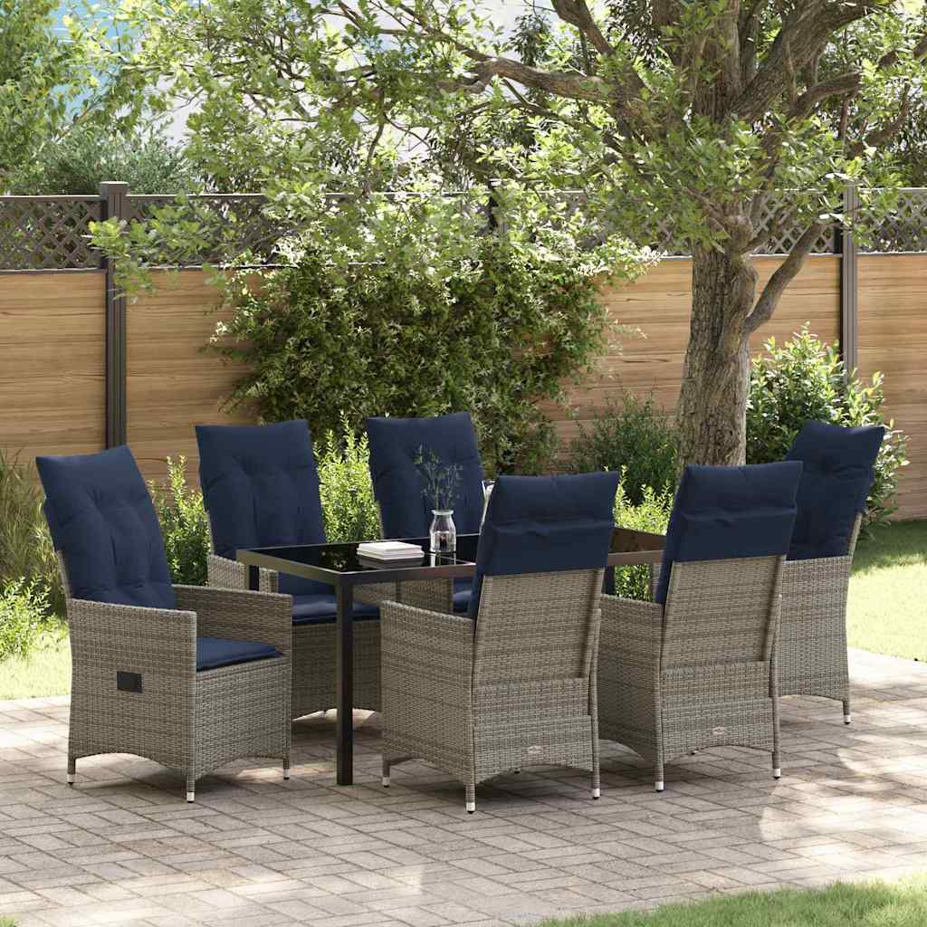 Set da Pranzo per Giardino 7 pcs Grigio polyrattan - homemem39