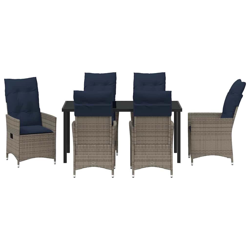 Set da Pranzo per Giardino 7 pcs Grigio polyrattan - homemem39