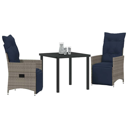 Set da Pranzo per Giardino 3 pcs Grigio polyrattan - homemem39
