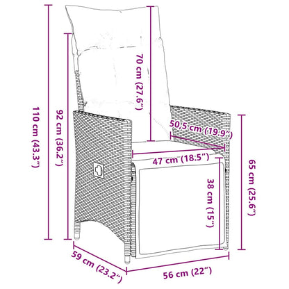 Set da Pranzo per Giardino 3 pcs Grigio polyrattan - homemem39