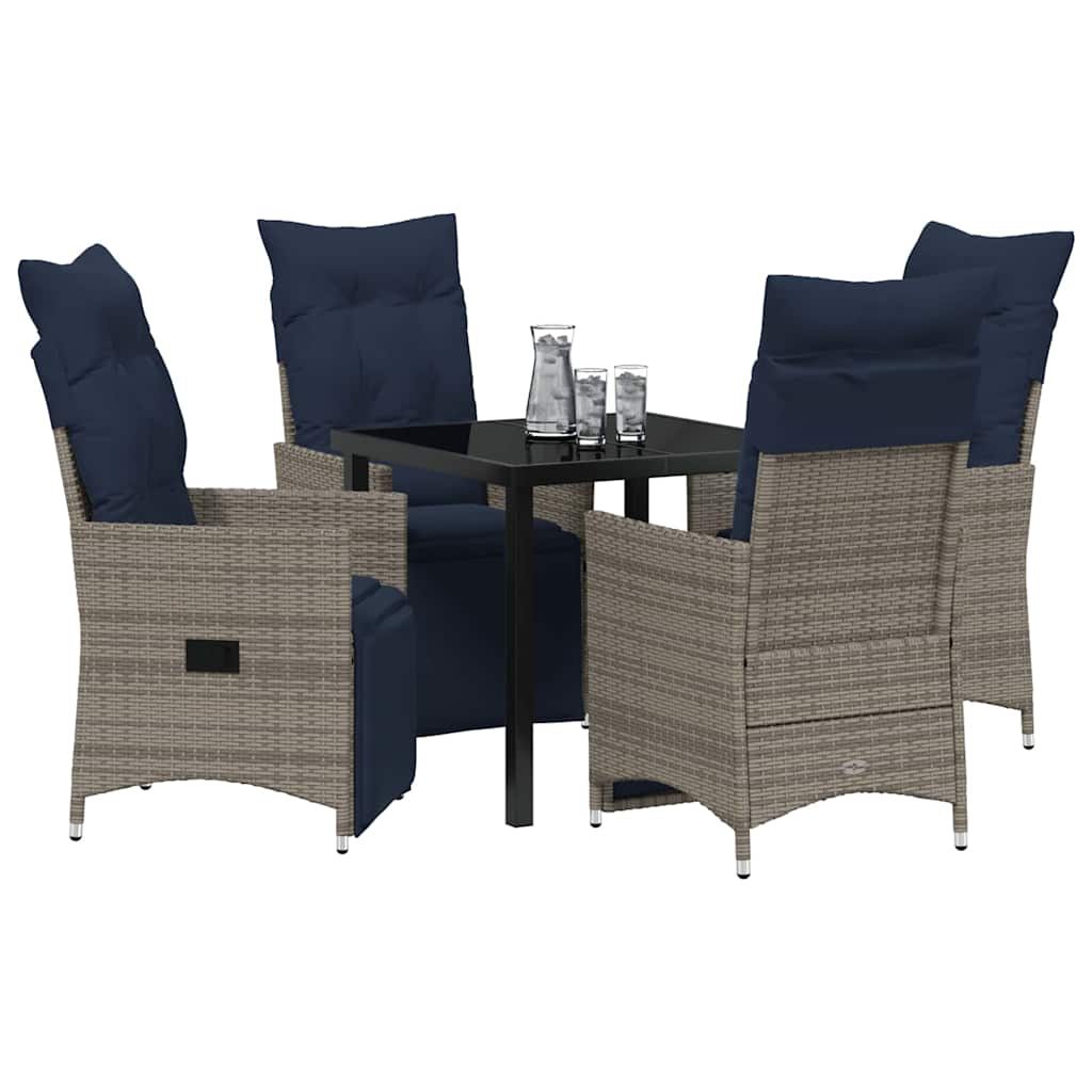 Set da Pranzo per Giardino 5 pcs Grigio polyrattan - homemem39