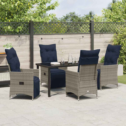 Set di tavolo e sedie con cuscino 5 pcs Grigio Rattan in PE | homemem39