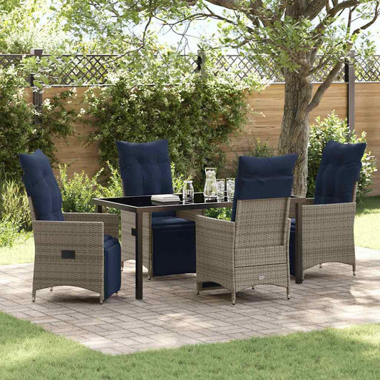 Set da Pranzo per Giardino 5 pcs Grigio polyrattan - homemem39