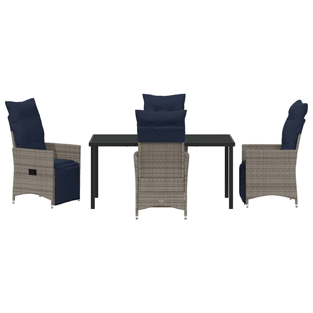 Set da Pranzo per Giardino 5 pcs Grigio polyrattan - homemem39