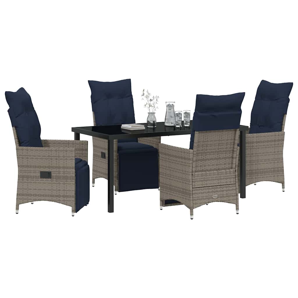 Set da Pranzo per Giardino 5 pcs Grigio polyrattan - homemem39