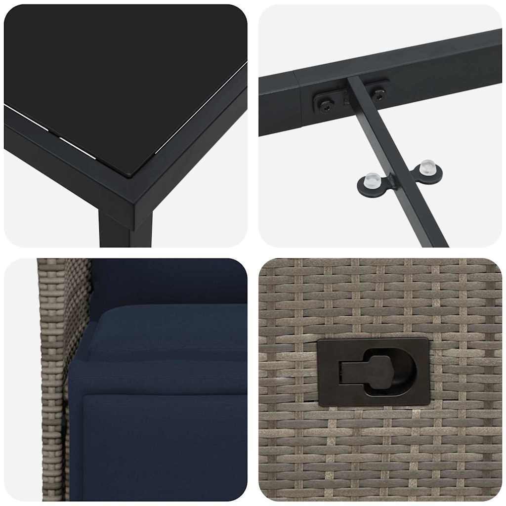 Set da Pranzo per Giardino 7 pcs Grigio polyrattan - homemem39