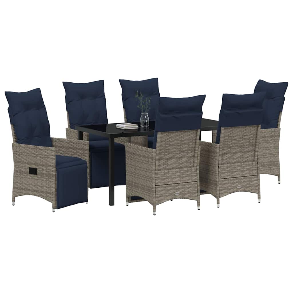 Set da Pranzo per Giardino 7 pcs Grigio polyrattan - homemem39