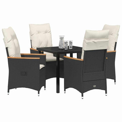 Set da Pranzo per Giardino con cuscino 5 pcs Nero Poly Rattan - homemem39