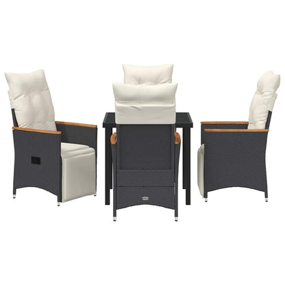 Set da Pranzo per Giardino con cuscino 5 pcs Nero Poly Rattan - homemem39