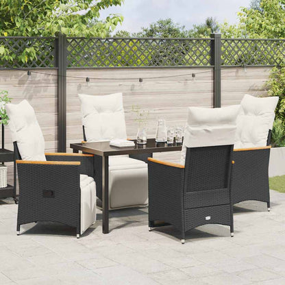 Set da Pranzo per Giardino con cuscino 5 pcs Nero Poly Rattan - homemem39