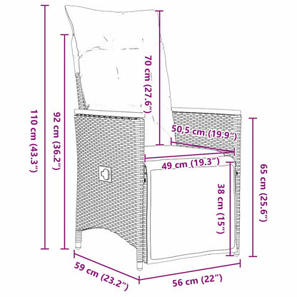 Set da Pranzo per Giardino con cuscino 7 pcs Nero Poly Rattan - homemem39