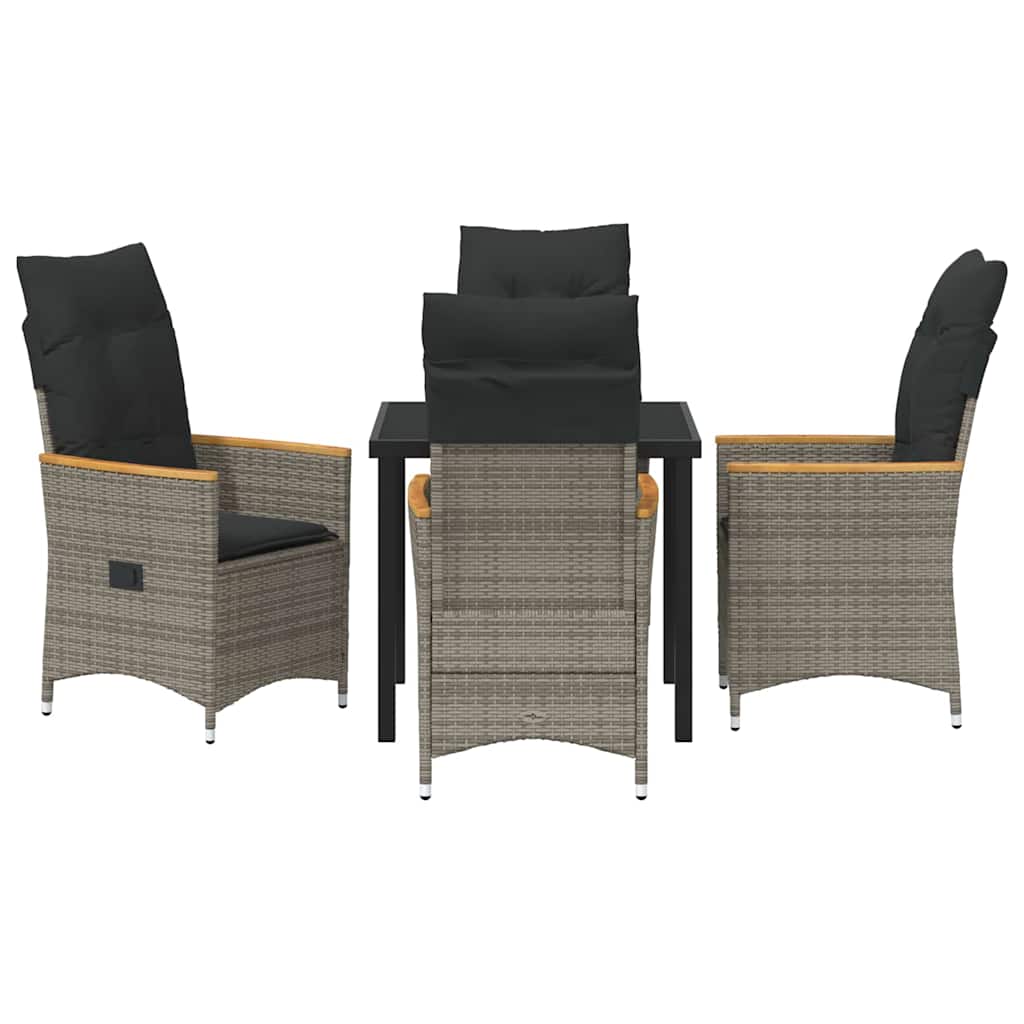 Set da Pranzo per Giardino con cuscino 5 pcs Grigio Poly Rattan - homemem39