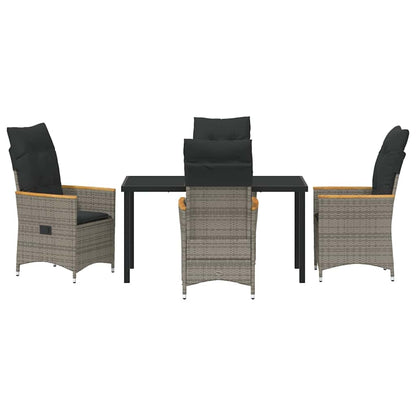 Set da Pranzo per Giardino con cuscino 5 pcs Grigio Poly Rattan - homemem39