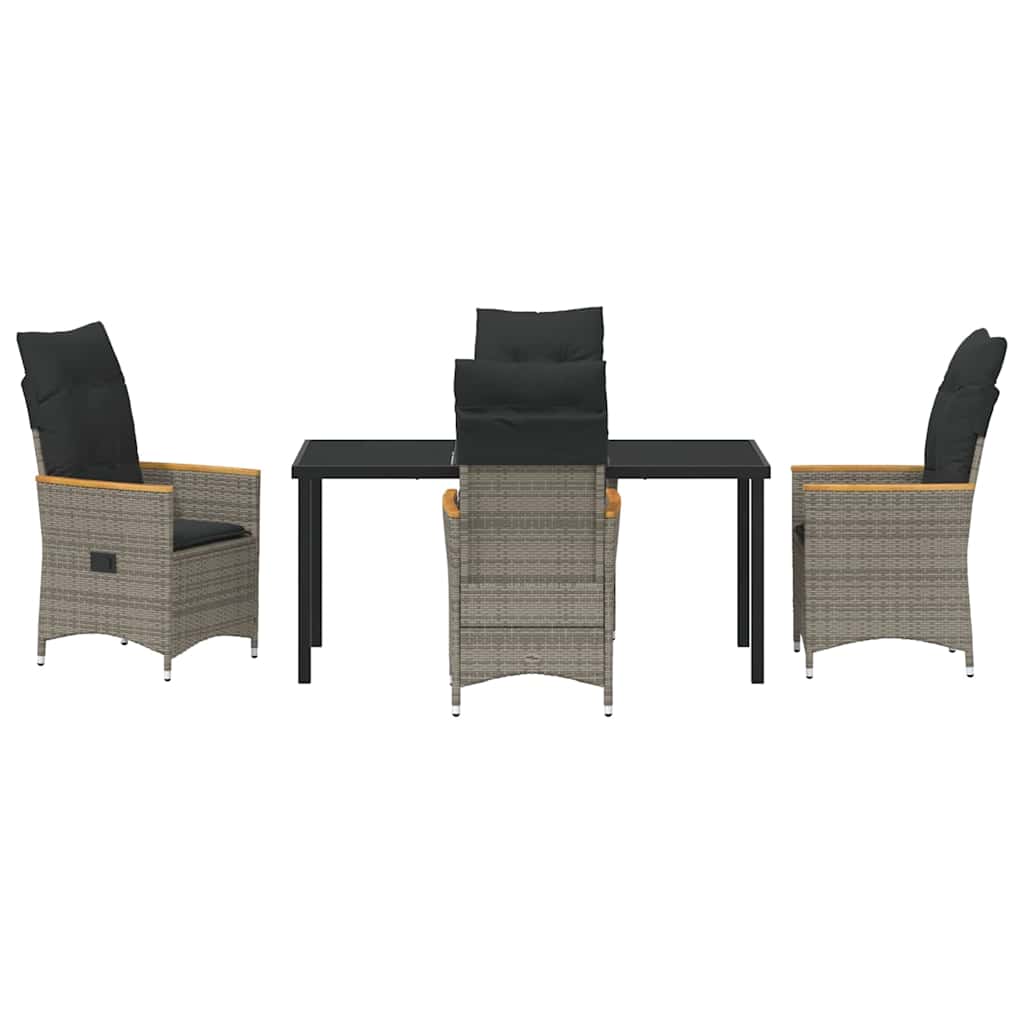 Set da Pranzo per Giardino con cuscino 5 pcs Grigio Poly Rattan - homemem39
