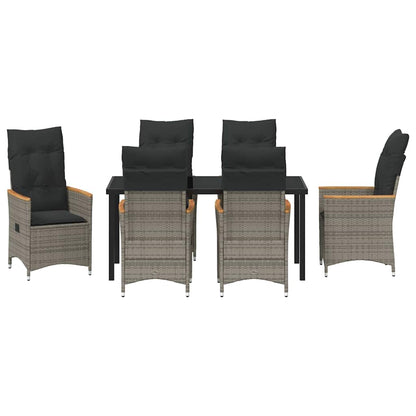 Set da Pranzo per Giardino con cuscino 7 pcs Grigio Poly Rattan - homemem39