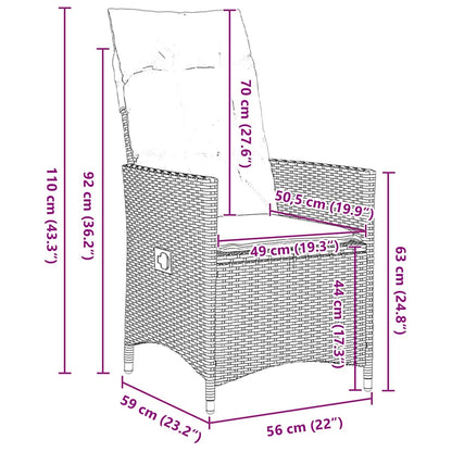Set da Pranzo per Giardino con cuscino 7 pcs Grigio Poly Rattan - homemem39