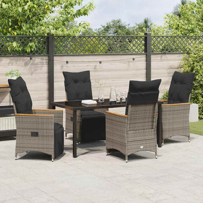 Set da Pranzo per Giardino con cuscino 5 pcs Grigio Poly Rattan - homemem39