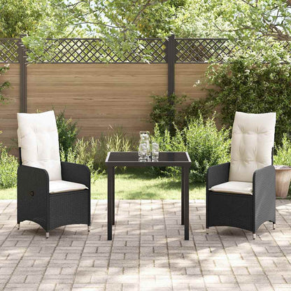 Set da Pranzo per Giardino con cuscino 3 pcs Nero Poly Rattan - homemem39